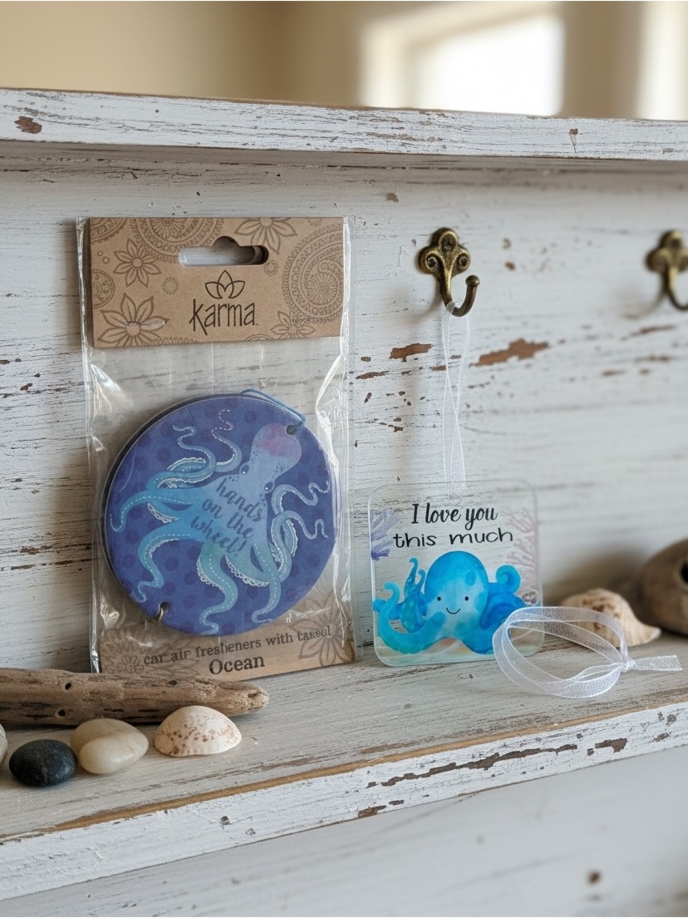 Octopus Bundle- Air Freshener Pack of 2. 
Glass Octopus Hanging Ornament